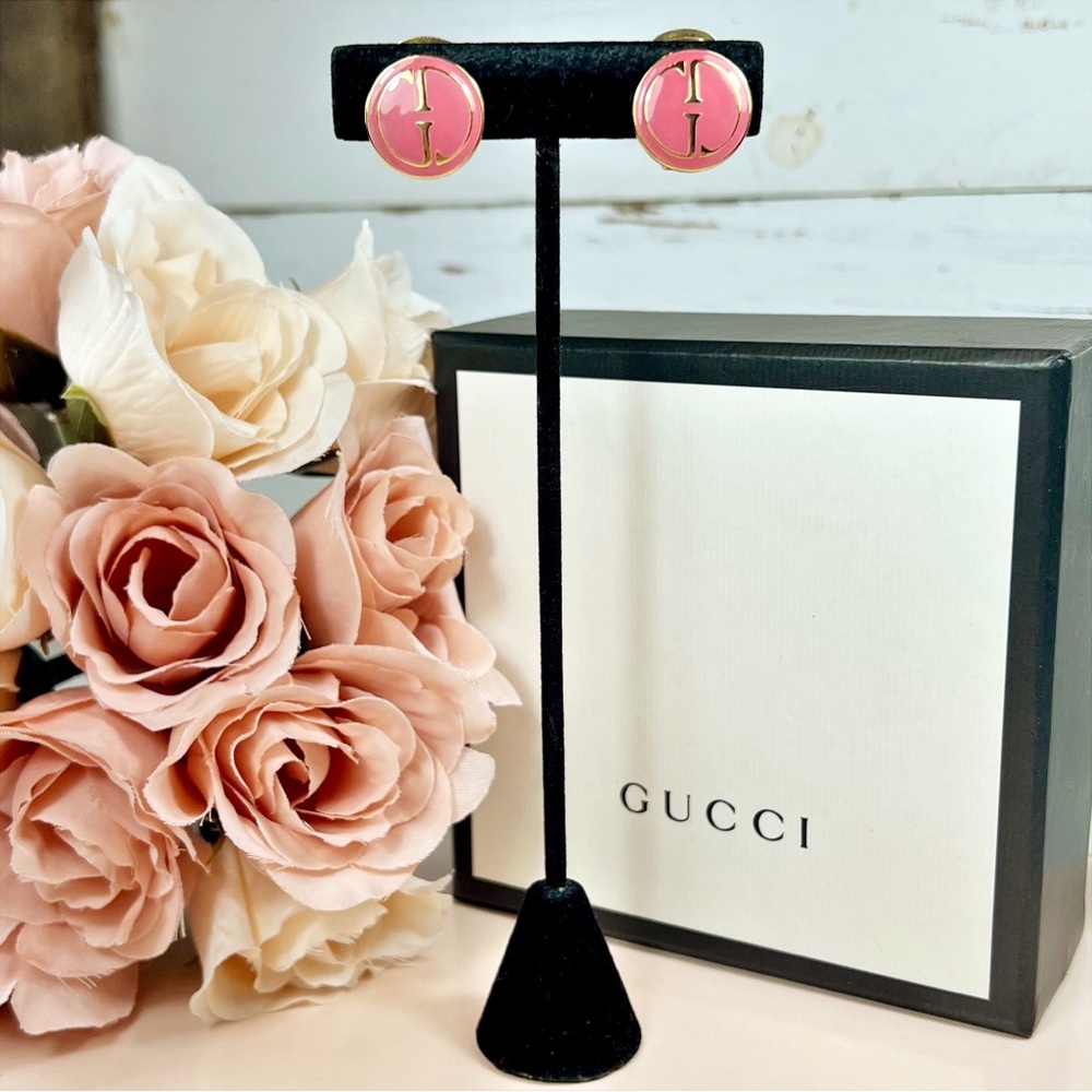 Gucci Marmont Ultra Rare Pink Gold Plated Clip-On Earrings - Picture 11 of 13